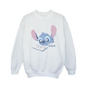 Lilo & Stitch Girls Reading Lying Down Sweatshirt / White